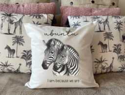Zebra Cushion Cover Pillow Ubuntu South African Mother Child Baby Couple New Home Housewarming Personalised - thumbnail 1