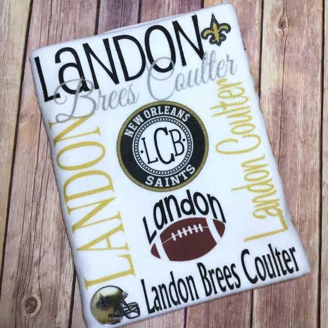 Personalized New Orleans Saints Baby Blanket, Custom Name Swaddle, Fleece Minky Gift - image 1