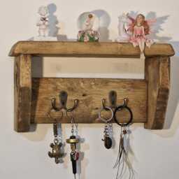Reclaimed Wood Key Holder With Bronze Hooks - thumbnail 2