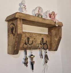 Reclaimed Wood Key Holder With Bronze Hooks - thumbnail 1