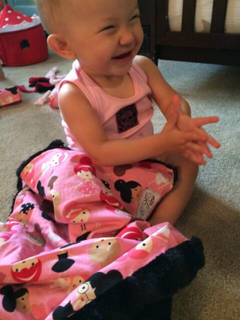 "Robert Kauffman's Pink Ballerina & Black Minky Baby Blanket ""Dulce De Chloe" - image 1