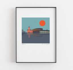 Print Bae Caerdydd, Cardiff Bay Print, Wales, Cymru, Art, Celf, Welsh Gifts, Senedd - thumbnail 1