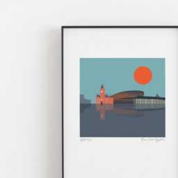 Print Bae Caerdydd, Cardiff Bay Print, Wales, Cymru, Art, Celf, Welsh Gifts, Senedd - thumbnail 2