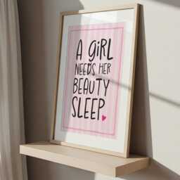 A Girl Needs Her Beauty Sleep Print, Teenager Girls Bedroom Decor, Nursery Wall Art, Kids Room, Quote Teens - thumbnail 2