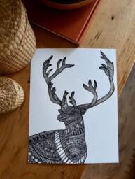 Caribou Print, Poster, Mandalove, Wall Decoration To Frame, Hummingbird Illustration, Mandalove - thumbnail 1