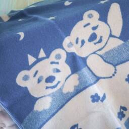 Personalized Blue Baby Blanket Wool Cotton Jacquard Throw - 55.1 X 39.4 Inch - thumbnail 2