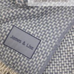 Personalized Blue Baby Blanket Wool Cotton Jacquard Throw - 55.1 X 39.4 Inch - thumbnail 3