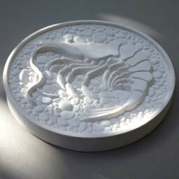 Bronze Shrimp, Roundel, Sculpture, Wall Art, Plaque, Cold Cast - thumbnail 4