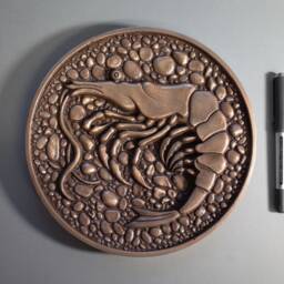 Bronze Shrimp, Roundel, Sculpture, Wall Art, Plaque, Cold Cast - thumbnail 3