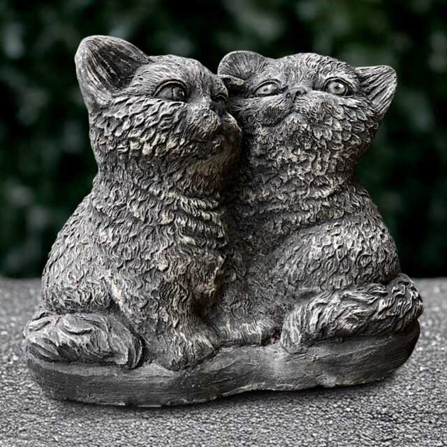 Concrete Couple Kitty Statue Outdoor Cat Figurine Cement Kitten Decoration Garden Pair Ornament Kitty Lover Gift Handmade Art - image 1