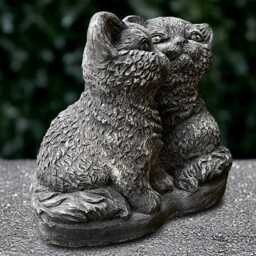 Concrete Couple Kitty Statue Outdoor Cat Figurine Cement Kitten Decoration Garden Pair Ornament Kitty Lover Gift Handmade Art - thumbnail 2