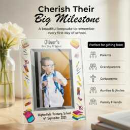 Personalised First Day Of School Photo Frame - Reception & Primary Keepsake - Watercolour Design 6x4 Or 7x5 Glass - thumbnail 3