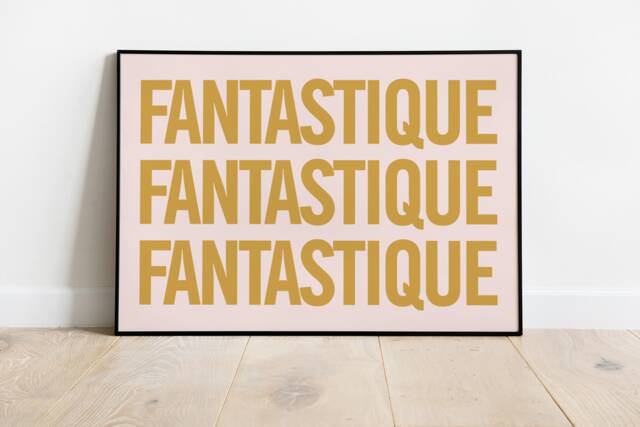 French Print Fantastique, Wall Art, Gallery Wall, A6, A5, A4, A3 Landscape, Magnifique, Pink Red Print, Typography Alt Gift, Room Decor - image 1