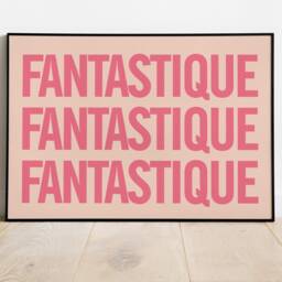 French Print Fantastique, Wall Art, Gallery Wall, A6, A5, A4, A3 Landscape, Magnifique, Pink Red Print, Typography Alt Gift, Room Decor - thumbnail 2