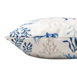 Sea Coral Boudoir Cushion. Hand Illustrated Seaweed Print in Marine Blue & White. 100% Cotton Cloth. 17x12 - thumbnail 3