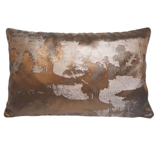Throw Pillow Cushion Cover Rubelli Jacquard Fabric Bronze & Silver Sumi Pattern - Handmade in Italy - image 1