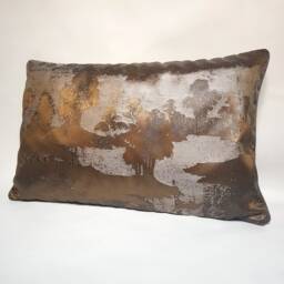 Throw Pillow Cushion Cover Rubelli Jacquard Fabric Bronze & Silver Sumi Pattern - Handmade in Italy - thumbnail 3
