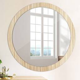 Bamboo Straw, Beige, Round Mirror Frame, Glass Wall Art, High Quality Print - thumbnail 4