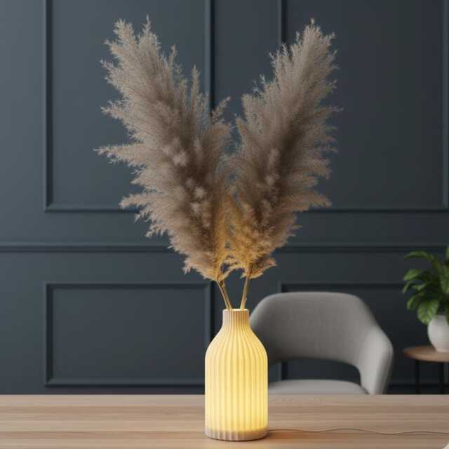 Ambient Lamp A 3D Printed Decorative Lamp With Faux Flower Holder, Modern Design - image 1