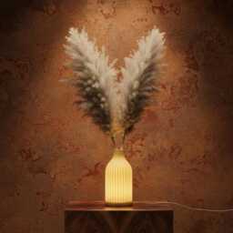 Ambient Lamp A 3D Printed Decorative Lamp With Faux Flower Holder, Modern Design - thumbnail 3