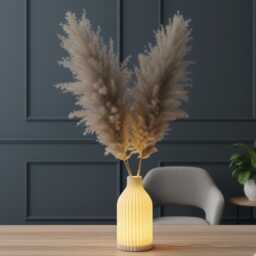 Ambient Lamp A 3D Printed Decorative Lamp With Faux Flower Holder, Modern Design - thumbnail 1