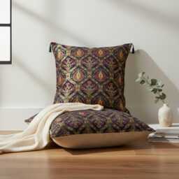 Black Chenille Pillow Cover, 28x28 Inch Luxe Boho Floor Cushion, Large Decorative Pillow, Single Or Set Of 4 - thumbnail 2