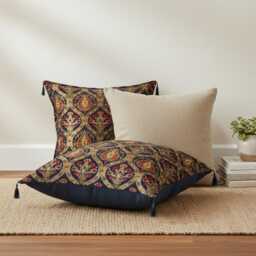 Black Chenille Pillow Cover, 28x28 Inch Luxe Boho Floor Cushion, Large Decorative Pillow, Single Or Set Of 4 - thumbnail 4