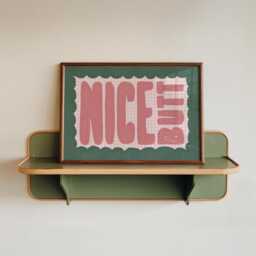 Checkered Bathroom Wall Art, Nice Butt Green Pink Print, Horizontal Landscape Colourful En Suite Art - thumbnail 2