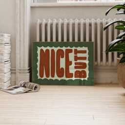 Checkered Bathroom Wall Art, Nice Butt Green Pink Print, Horizontal Landscape Colourful En Suite Art - thumbnail 3