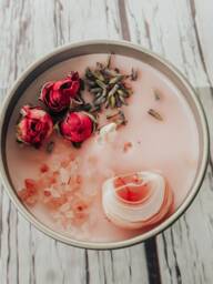 Crystal Candle, Apricot Agate Intention Candle For Protection & Love, Manifestation Soy Salt & Orchid Scent - thumbnail 1