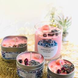 Crystal Candle, Apricot Agate Intention Candle For Protection & Love, Manifestation Soy Salt & Orchid Scent - thumbnail 4