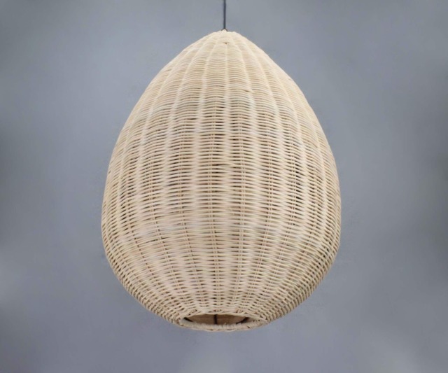 "Water Drop Rattan Pendant Light - Bohemian Woven Lamp, Width 13.7"" By Height 19.5" - image 1