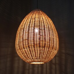 "Water Drop Rattan Pendant Light - Bohemian Woven Lamp, Width 13.7"" By Height 19.5" - thumbnail 3
