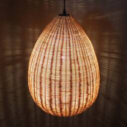 "Water Drop Rattan Pendant Light - Bohemian Woven Lamp, Width 13.7"" By Height 19.5" - thumbnail 2