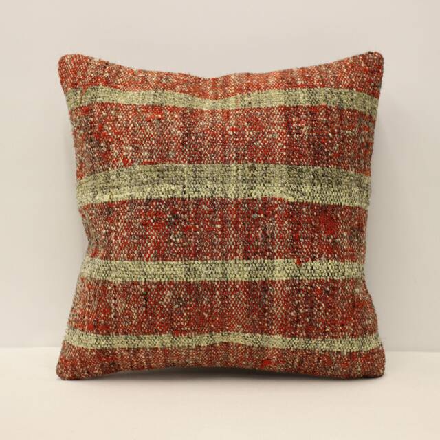 Boho Pillow 16x16 in 40x40 cm, Turkish Kilim Cover, Moroccan Bohoo Throw Pillows, 4Kf-795 - image 1