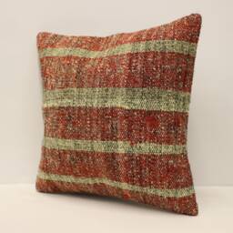 Boho Pillow 16x16 in 40x40 cm, Turkish Kilim Cover, Moroccan Bohoo Throw Pillows, 4Kf-795 - thumbnail 3