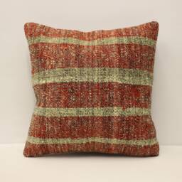 Boho Pillow 16x16 in 40x40 cm, Turkish Kilim Cover, Moroccan Bohoo Throw Pillows, 4Kf-795 - thumbnail 1