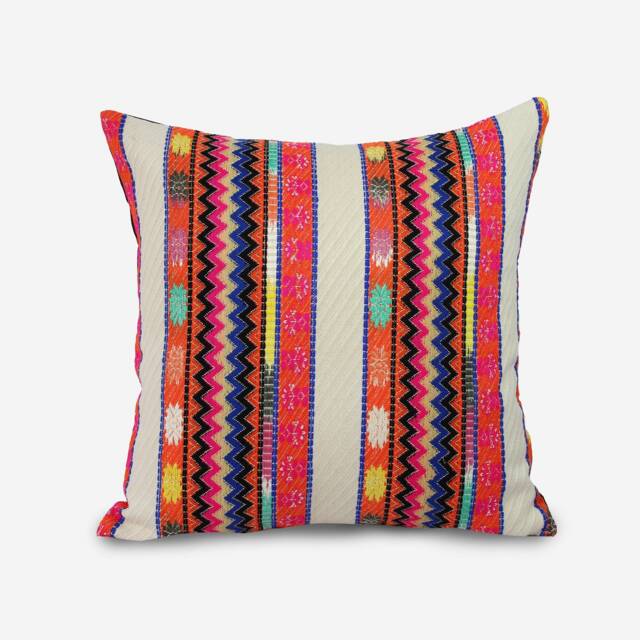 Boho Pillow Cover Colorful Woven Cushion, Euro Sham Sizes - image 1