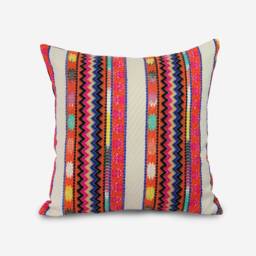 Boho Pillow Cover Colorful Woven Cushion, Euro Sham Sizes - thumbnail 1