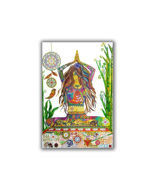 Yoga Art Print, On Canvas Framed Painting, Zen Art, Meditation Room Decor, Studio Artwork, Girl Illustration - image 1