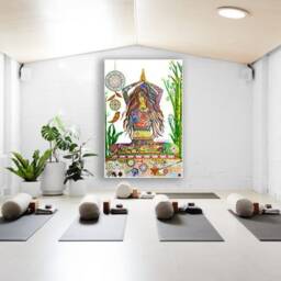 Yoga Art Print, On Canvas Framed Painting, Zen Art, Meditation Room Decor, Studio Artwork, Girl Illustration - thumbnail 2