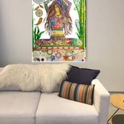 Yoga Art Print, On Canvas Framed Painting, Zen Art, Meditation Room Decor, Studio Artwork, Girl Illustration - thumbnail 3