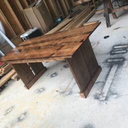 Real Wood Farm Dining Table, Early American Stain, 5'x3' - thumbnail 2