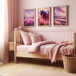 Horse Nursery Decor - Pink Set Of 3 Horses Posters - Kids Pony Print Girls Room Wall Art Girl Bedroom Prints Playroom Artwork Gifts - thumbnail 1