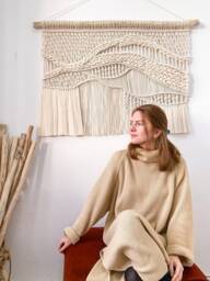 Macrame Mural, Geometric Headboard, Extra Large Wall Hanging, Art, Bohemian Decor, Christmas Gift, Housewarming - thumbnail 1