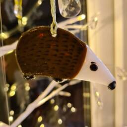 Fused Glass Hedgehog Ornament, Hanging Hedgehog, Christmas Tree Home D??cor, Bespoke, Unique & Gorgeous - thumbnail 2