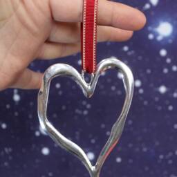 Silver Heart Christmas Ornament Large Tibetan Style Alloy Hanging Decoration - thumbnail 4
