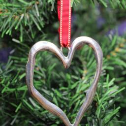 Silver Heart Christmas Ornament Large Tibetan Style Alloy Hanging Decoration - thumbnail 3