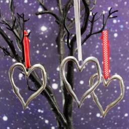 Silver Heart Christmas Ornament Large Tibetan Style Alloy Hanging Decoration - thumbnail 2