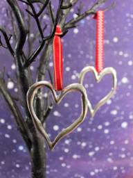 Silver Heart Christmas Ornament Large Tibetan Style Alloy Hanging Decoration